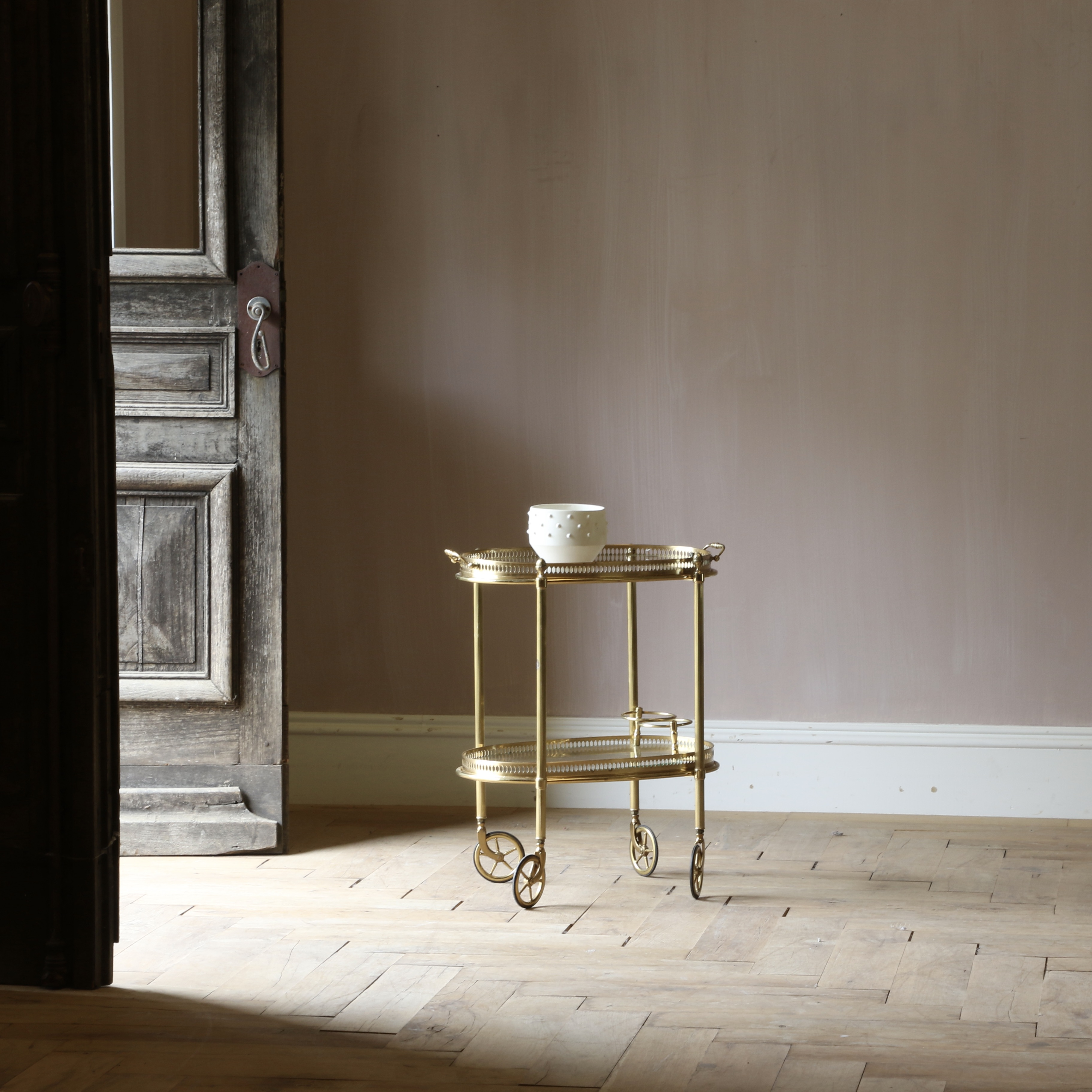 A Small French Brass Bar Cart